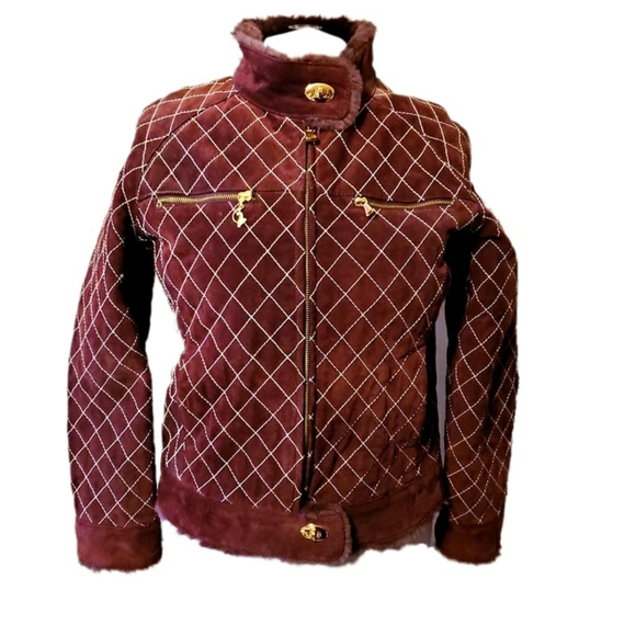 Baby Phat Jackets Coats Baby Phat Plum And Gold Quilted Leather Jacket Poshmark